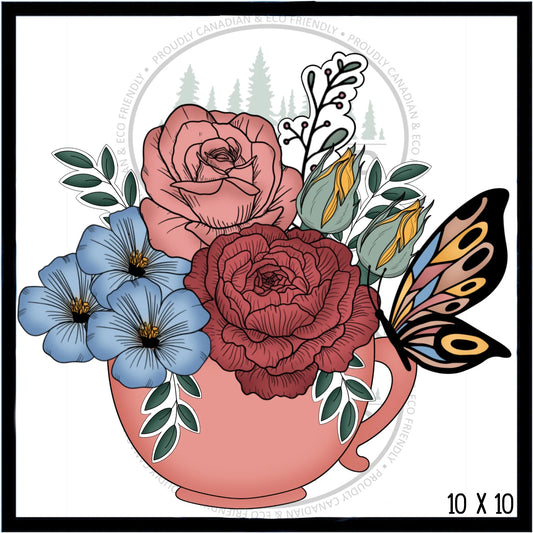 STL - Floral Teacup Platter