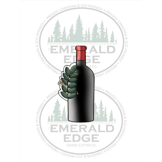 STL - Tall Skinny Wine Bottle with Greenery