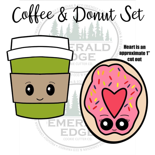STL - Coffee & Donut Set (with heart cut out)
