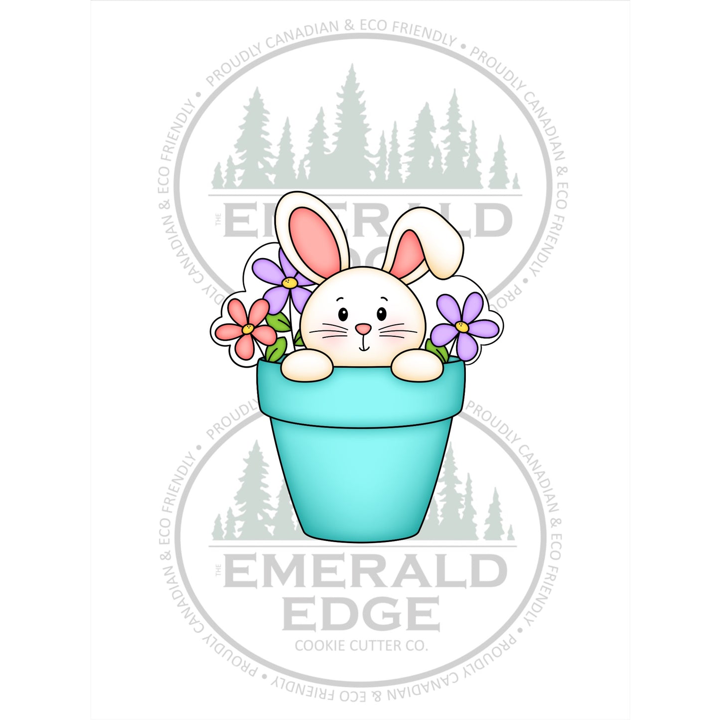 Cute Bunny in a Floral Pot