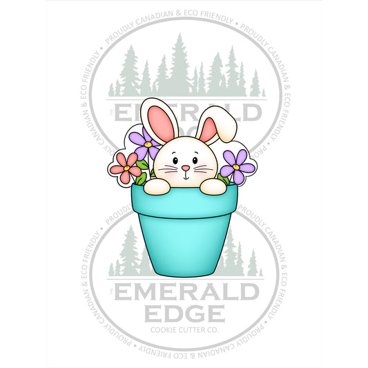 Cute Bunny in a Floral Pot