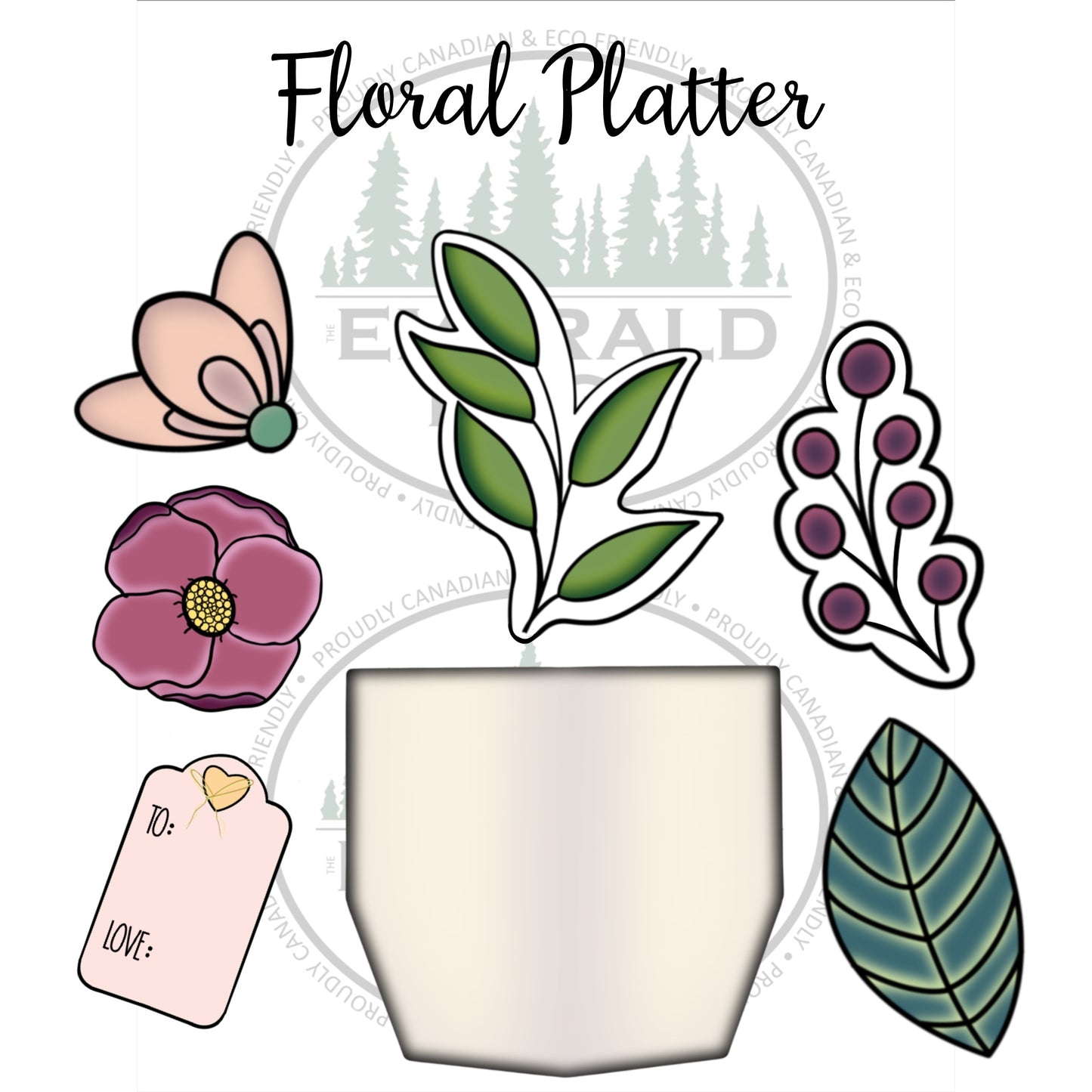 Floral Arrangement Platter - 7 pieces